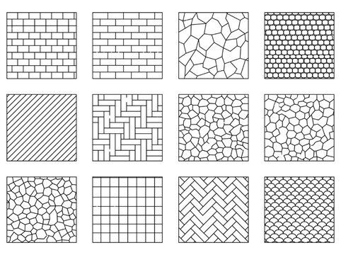 Collection of Seamless CAD Hatch Patterns Featuring Geometric Brick Stone and Tiling Texture Designs for Architectural Drafting