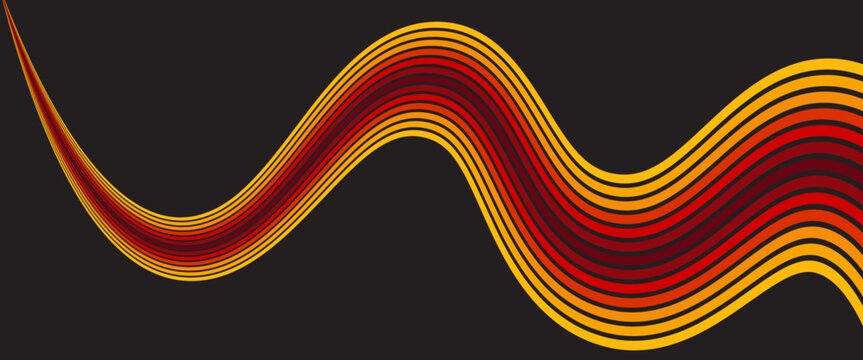 Abstract colorful 70s background vector. Vintage retro wallpaper with rainbow stripes and wavy lines. A 1970 color illustration suitable for posters, banners, decorative items and wall art.