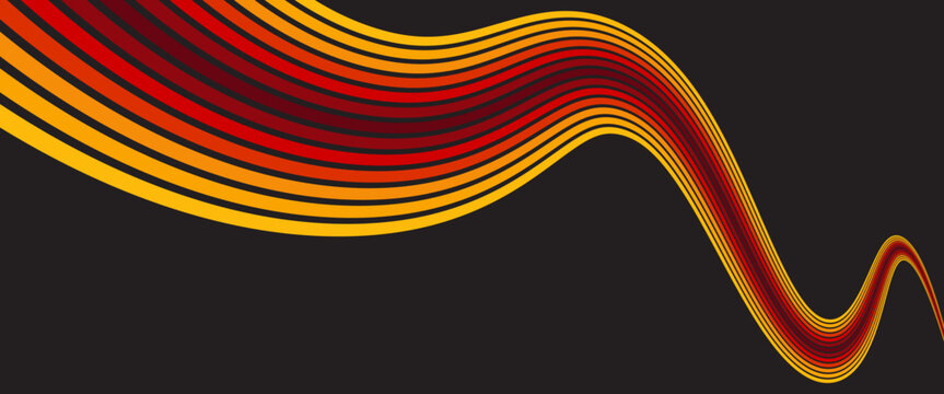 Abstract colorful 70s background vector. Vintage retro wallpaper with rainbow stripes and wavy lines. A 1970 color illustration suitable for posters, banners, decorative items and wall art.
