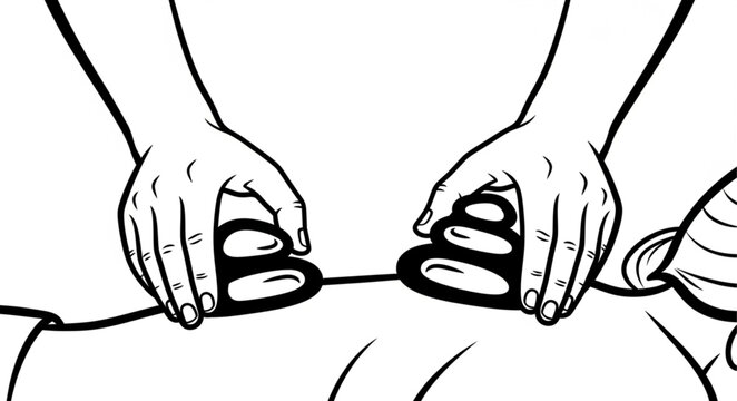 Illustration of Hands Performing CPR Chest Compressions