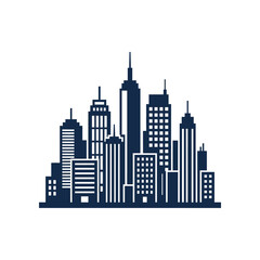 Obraz premium Modern city skyline with tall skyscrapers illustration.