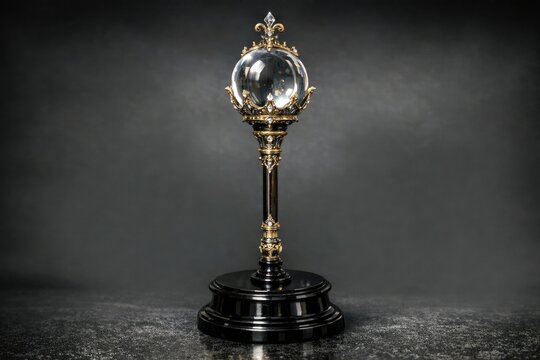 A close-up shot of a gold and black clock sitting on a black table