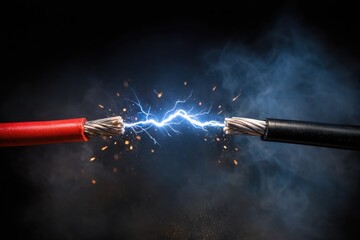 Fototapeta premium A close-up view of two electrical wires lying together, suitable for use in technical illustrations or diagrams