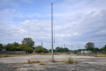 Obraz premium An empty parking space with a utility pole in the center