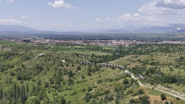 Cinematic Drone Video of Pisidia Antiocheia Ancient City Near Yalvac in Isparta, Turkey