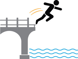 Bridge Jumping Adventure Illustration, Extreme Sport and Risk Taking Concept © iank