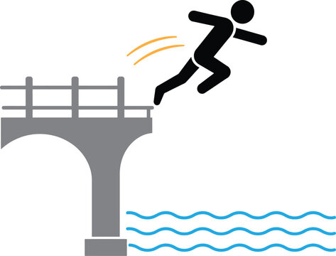 Bridge Jumping Adventure Illustration, Extreme Sport and Risk Taking Concept