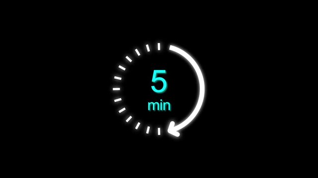 5 min clock icon animation. Clock 5-minute icon Digital and analog clock 5 minutes isolated on white background. and creating a stunning video.4k video.