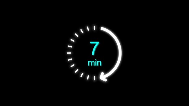 7 min clock icon animation. Clock 7-minute icon Digital and analog clock 7 minutes isolated on white background. and creating a stunning video.4k video.