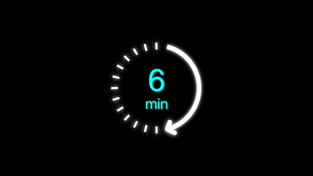 6 min clock icon animation. Clock 6-minute icon Digital and analog clock 6 minutes isolated on white background. and creating a stunning video.4k video.