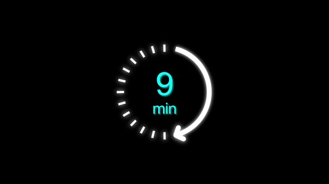 9 min clock icon animation. Clock 9-minute icon Digital and analog clock 9 minutes isolated on white background. and creating a stunning video.4k video.