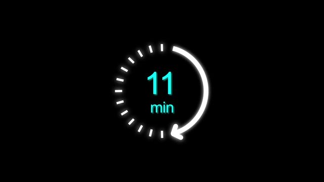 11 min clock icon animation. Clock 11-minute icon Digital and analog clock 11 minutes isolated on white background. and creating a stunning video.4k video.