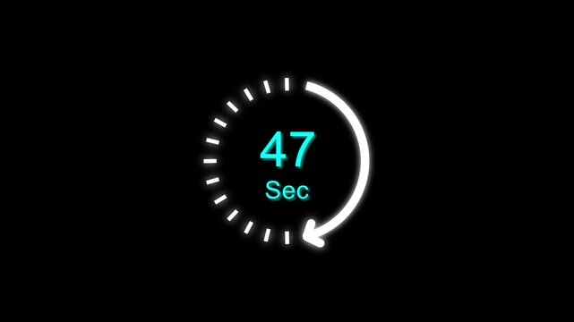 47 Sec clock icon animation. 47 Second animation on black background and creating a stunning 4k animation.