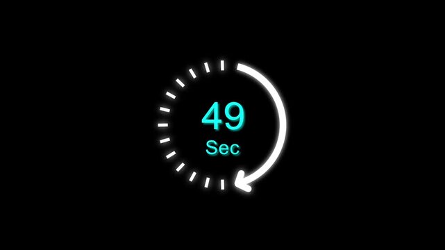 49 Sec clock icon animation. 49 Second animation on black background and creating a stunning 4k animation.