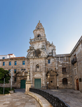 Baroque and Neoclassical Facade of Santo Domingo Church in A Coru&ntilde;a, Spain