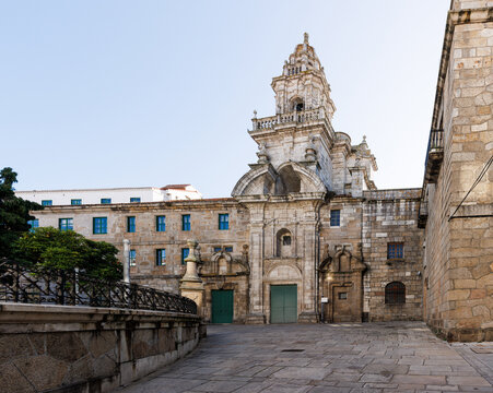 Baroque and Neoclassical Facade of Santo Domingo Church in A Coru&ntilde;a, Spain
