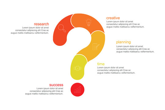 Question mark Infographic template for business, education, web design, banners, brochures, flyers, diagram, workflow, timeline. Vector illustration. 