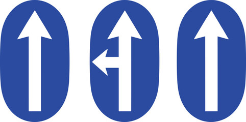 Traffic Direction Sign Silhouette Icons Featuring Road Guidance Arrows © Sahara