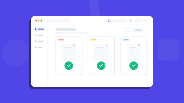 Dashboard interface showing document verification and completion