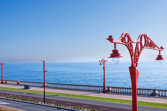 La Coruna red streetlights, Galicia