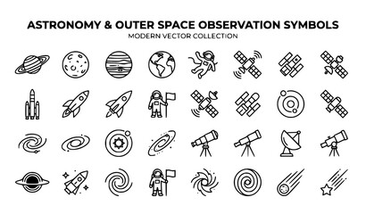 Space science and astronomy icon collection vector illustration © Jahangir