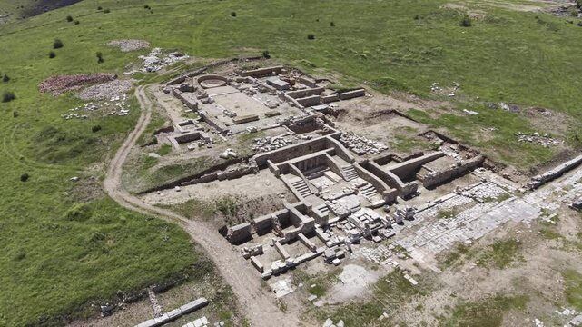 Cinematic Drone Video of Pisidia Antiocheia Ancient City Near Yalvac in Isparta, Turkey