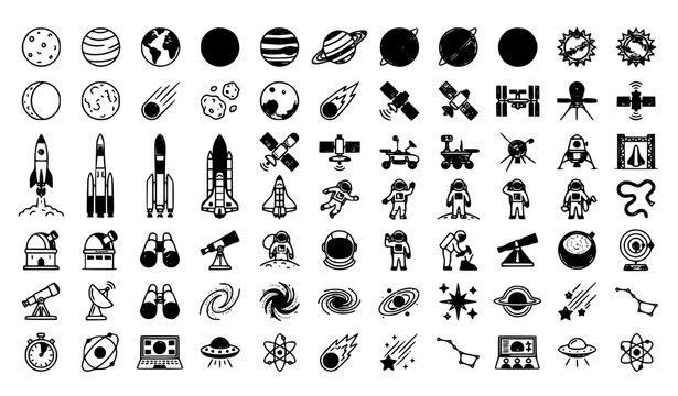 Astronomy and outer space vector icon set design