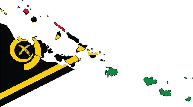 Vanuatu archipelago map silhouette with national flag texture archipelago geography national
