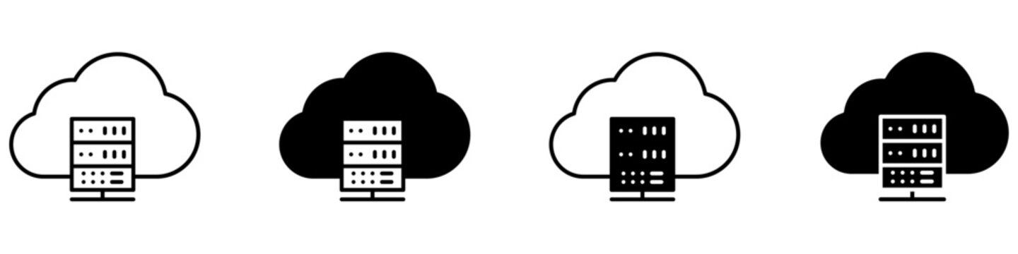 Cloud server icon vector set. Online hosting illustration sign collection. Virtual server symbol. Cloud infrastructure logo or mark.