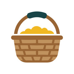 Brown wicker basket with yellow contents. © daksarupa