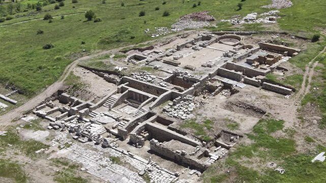 Cinematic Drone Video of Pisidia Antiocheia Ancient City Near Yalvac in Isparta, Turkey