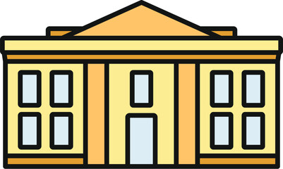 Naklejka premium Neoclassical building providing government, education, or financial services as a flat icon