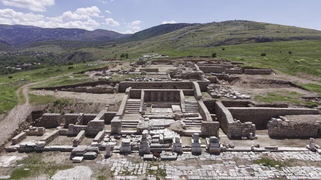 Cinematic Drone Video of Pisidia Antiocheia Ancient City Near Yalvac in Isparta, Turkey
