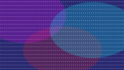 Fototapeta premium Purple Blue Overlapping Ellipses Abstract Polka Dot Dark Background.