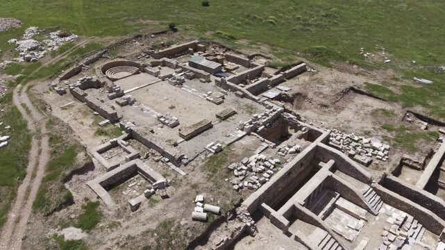 Cinematic Drone Video of Pisidia Antiocheia Ancient City Near Yalvac in Isparta, Turkey