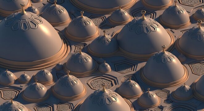 Intricate architectural domes with ornate designs and patterns on surface