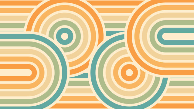 Abstract background of rainbow groovy Wavy Line design in 1970s Hippie Retro style. Vector pattern ready to use for cloth, textile, wrap and other.