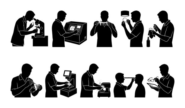 Optician Eye Exam Service Icons Set For Professional Eyewear