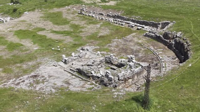 Cinematic Drone Video of Pisidia Antiocheia Ancient City Near Yalvac in Isparta, Turkey