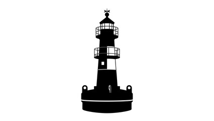 Navigational Beacon: A striking silhouette of a lighthouse stands tall against a clean background, a symbol of guidance and safety for seafarers. © Md
