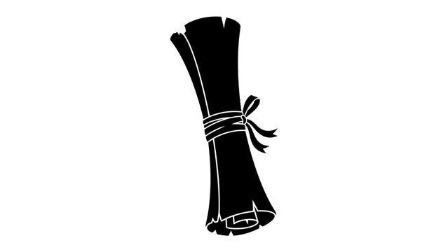Scroll Tied with Ribbon: A stylized black silhouette of an old scroll, tied with a ribbon, evoking a sense of history, knowledge, or a secret message.