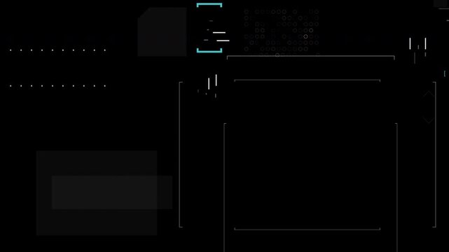 4K minimalist geometric video overlay template featuring clean interface elements, frames, brackets, lines, and abstract UI graphics for editing and motion design