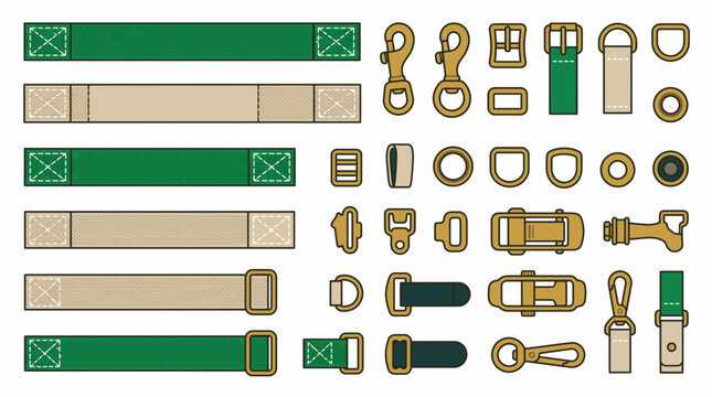 Technical straps, webbing, and metal buckle hardware set.