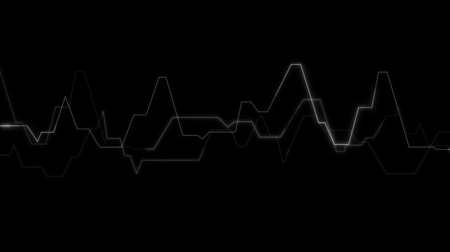 Minimal video overlay template glowing audio waveform animation on a black background