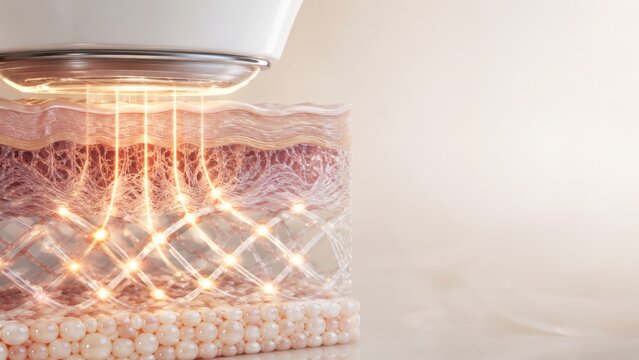 Advanced skin treatment using laser light therapy device targeting multiple skin layers in beauty care