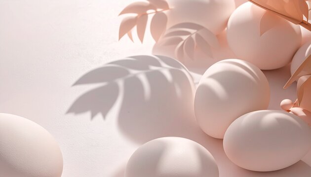 A high-definition, realistic photograph featuring the detailed, overlapping shadows of intricate natural foliage cast against a textured, off-white plaster wall. Created by the warm, intense sunlight 