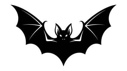 Halloween Bat Silhouette: A striking black silhouette of a bat with outstretched wings and glowing eyes, embodying the spooky spirit of Halloween. © Md