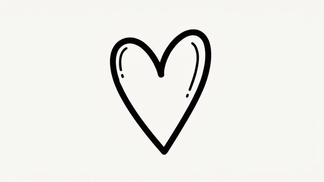 Hand drawn black heart shape pulsating on a simple white background