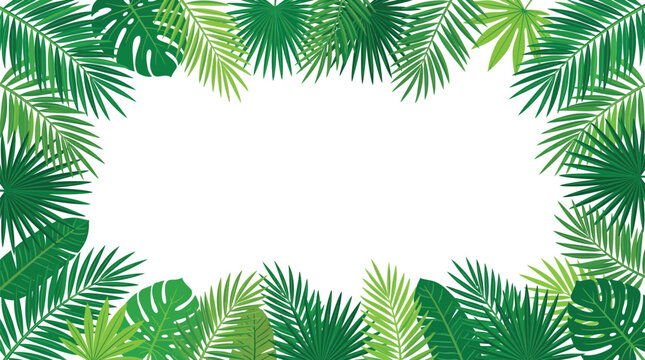 Tropical palm leaves frame vector illustration for summer designs