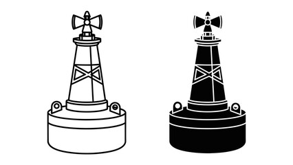 Navigational Buoys: Two navigational buoys, one outlined and one solid black, stand as maritime markers. Their design evokes safety and direction on the water. © Murshida